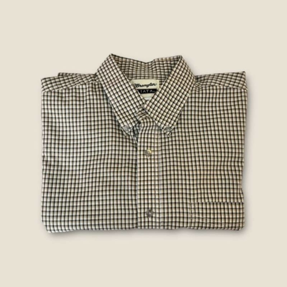 Wrangler Riata Checker Plaid Long Sleeve Button Down Shirt XL